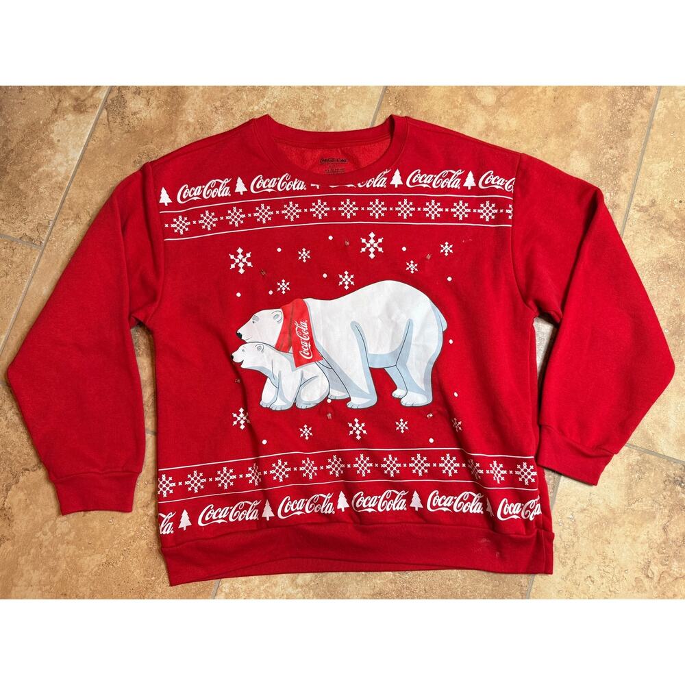 Coca-Cola Polar Bears Light-Up Ugly Christmas Sweatshirt XL LED